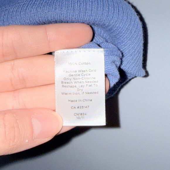 Talbots Womens Short Sleeve Sweater Size Large Petite Blue 100% Cotton Preppy - Picture 5 of 6